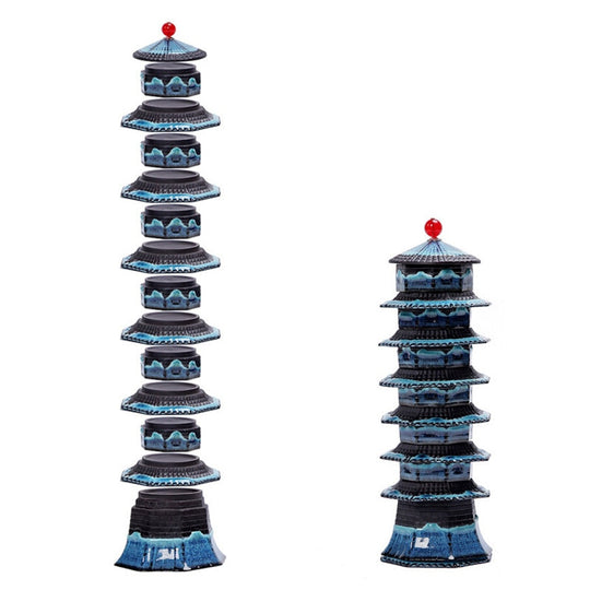 Pagoda Style Ceramic Tea Set with Porcelain Teapot