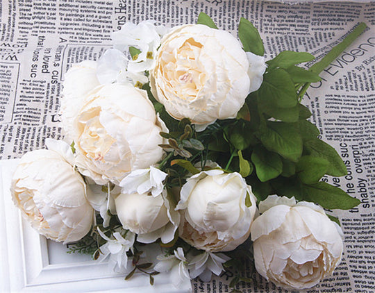 13 Core-spun Peony Decorative Artificial Flowers