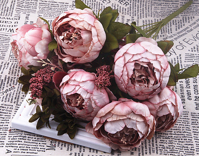 13 Core-spun Peony Decorative Artificial Flowers