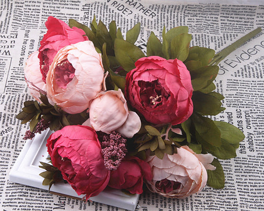 13 Core-spun Peony Decorative Artificial Flowers