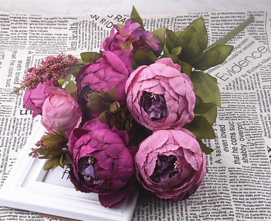 13 Core-spun Peony Decorative Artificial Flowers