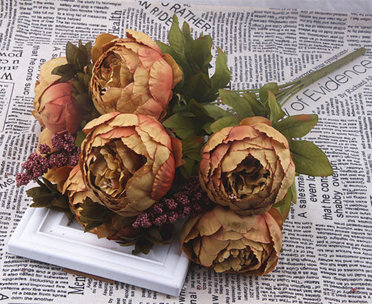 13 Core-spun Peony Decorative Artificial Flowers