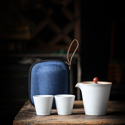 Japanese Coarse Ceramic Travel Tea Set