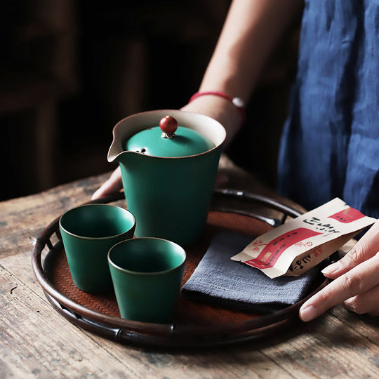 Japanese Coarse Ceramic Travel Tea Set