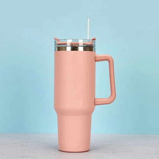 1200ML 304 Stainless Steel Insulated Water Bottle,Thermal Coffee Car Cup, Cold Hot Mugs Vacuum Flask with Handle Straw,For Sport