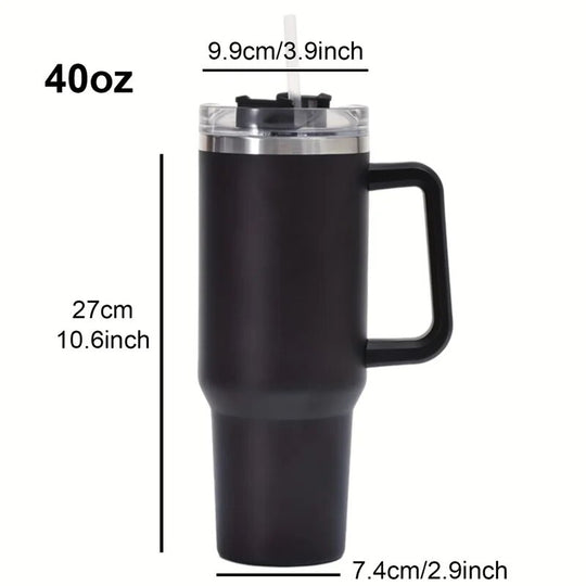 1200ML 304 Stainless Steel Insulated Water Bottle,Thermal Coffee Car Cup, Cold Hot Mugs Vacuum Flask with Handle Straw,For Sport