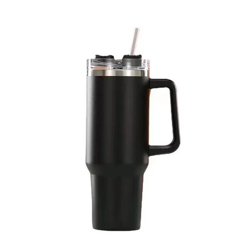 1200ML 304 Stainless Steel Insulated Water Bottle,Thermal Coffee Car Cup, Cold Hot Mugs Vacuum Flask with Handle Straw,For Sport