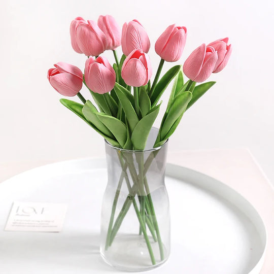 5/10Pcs Artificial Flowers Tulip Bouquet PE Fake Flowers Wedding Garden Decoration Outdoor Home Garden Bouquet Vase Decor Plants