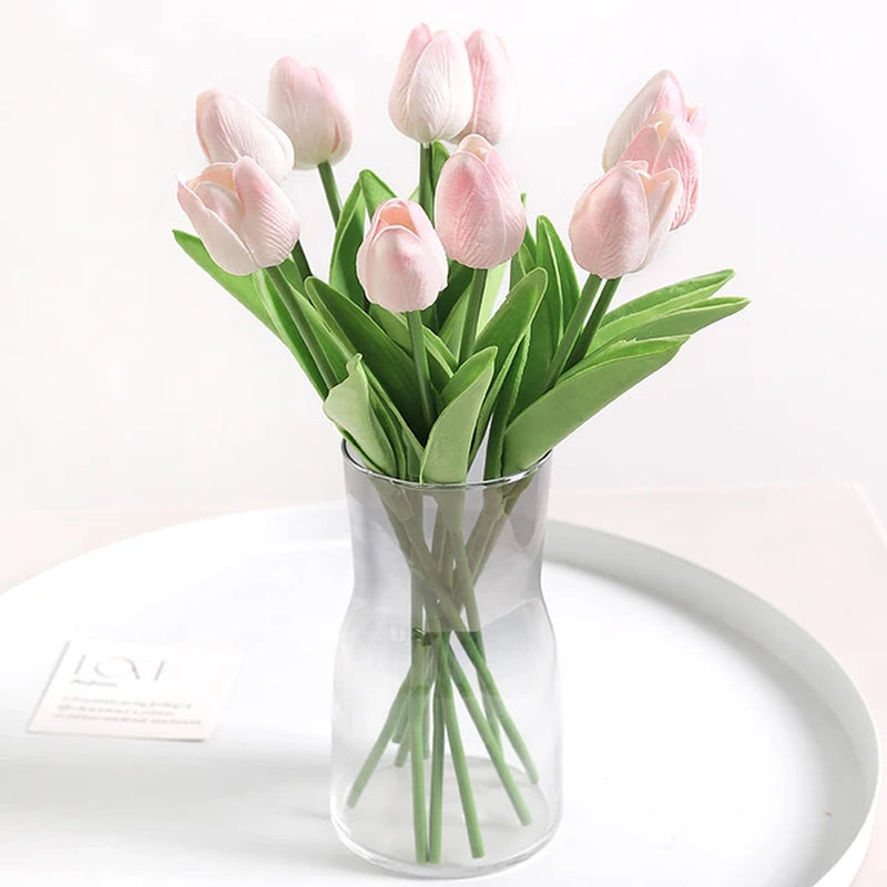 5/10Pcs Artificial Flowers Tulip Bouquet PE Fake Flowers Wedding Garden Decoration Outdoor Home Garden Bouquet Vase Decor Plants